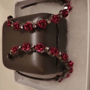 Large Hematite-like Rose Hoops